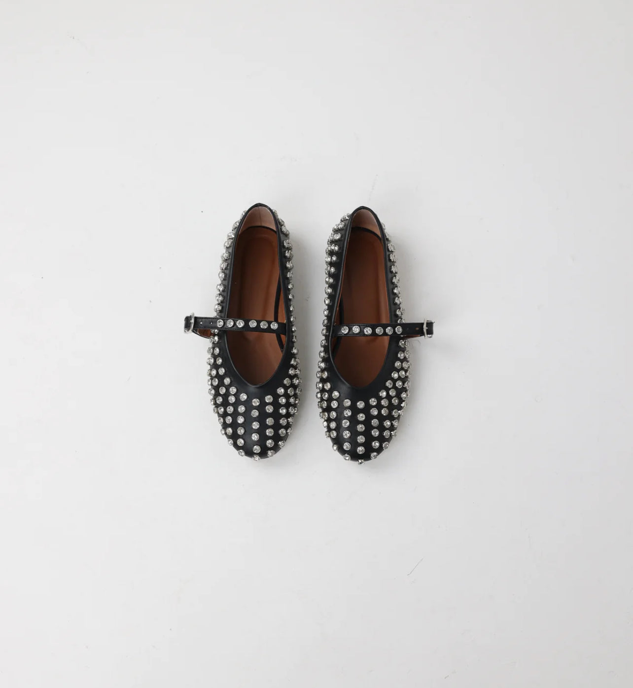 STUD BALLERINA STRAP FLAT |BLACK /white/ denim