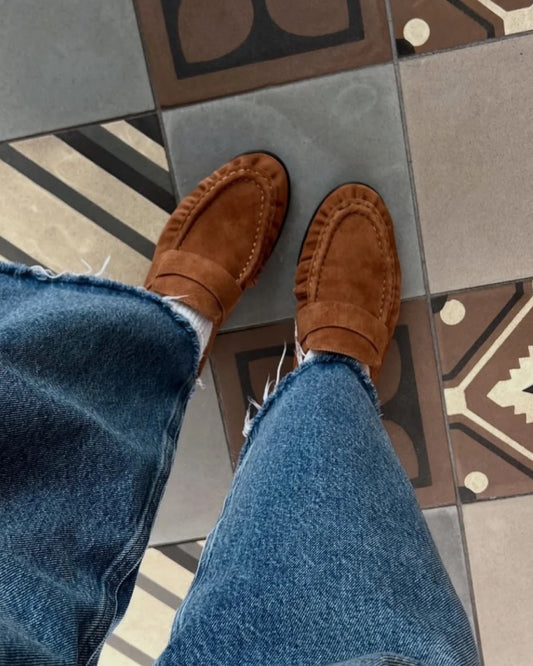 Split suede loafers