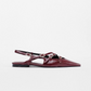 POINTED TOE THREE STRAPS CLARET  PATENT Flat  BALLERINAS