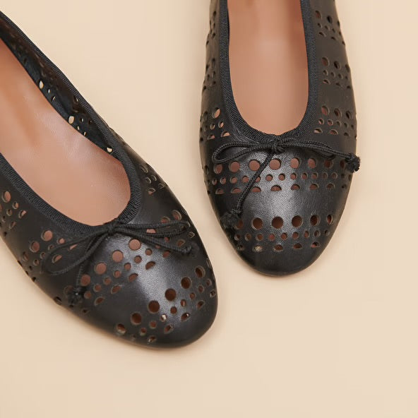 DILANA OPENWORK BALLERINAS
in black leather