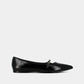 POINTED BALLERINAS WITH STRAPSin black glazed leather