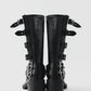 MULTI-BUCKLED BIKER BLACK WOMEN'S BOOTS