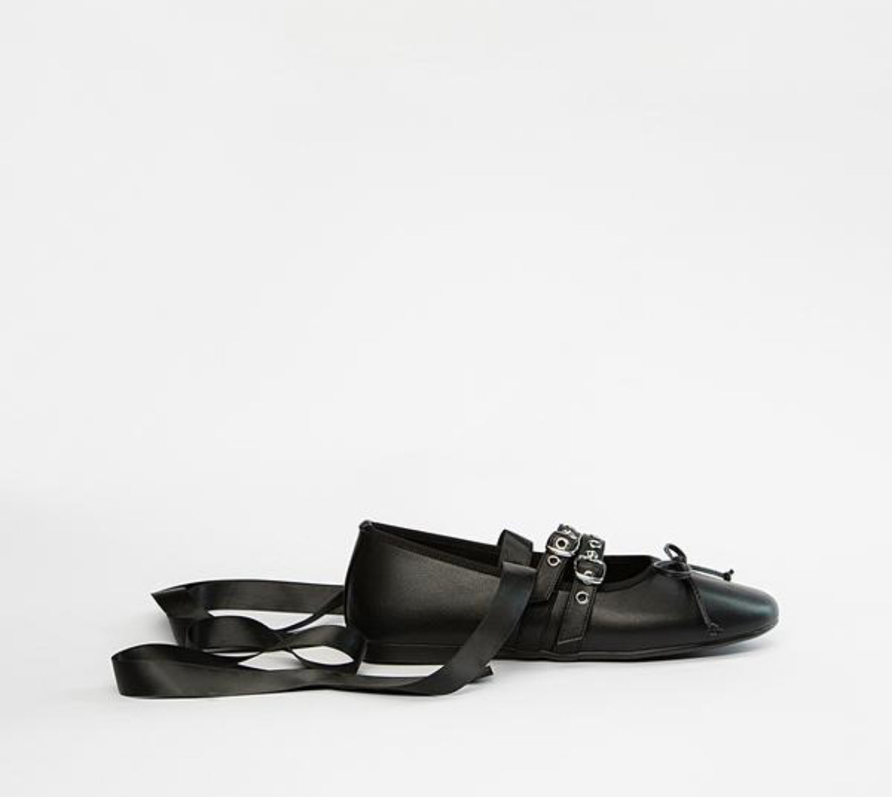 Thekla Black Leather Ballet Flats