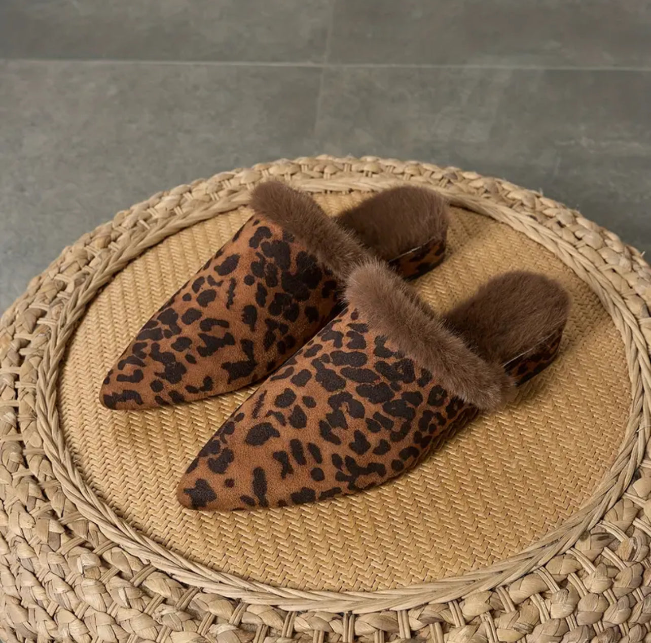 ANIMAL PRINT Leopard Print Slip-On Mules for Women