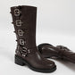 MULTI-BUCKLED BIKER BLACK WOMEN'S BOOTS