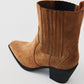 CAMEL SUEDE WOMEN'S BOOTS WITH BLUT TOE ANKLE DETAILS