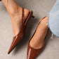 POINTED TOE MINI BROWN PATENT LEATHER WOMEN'S HEELS