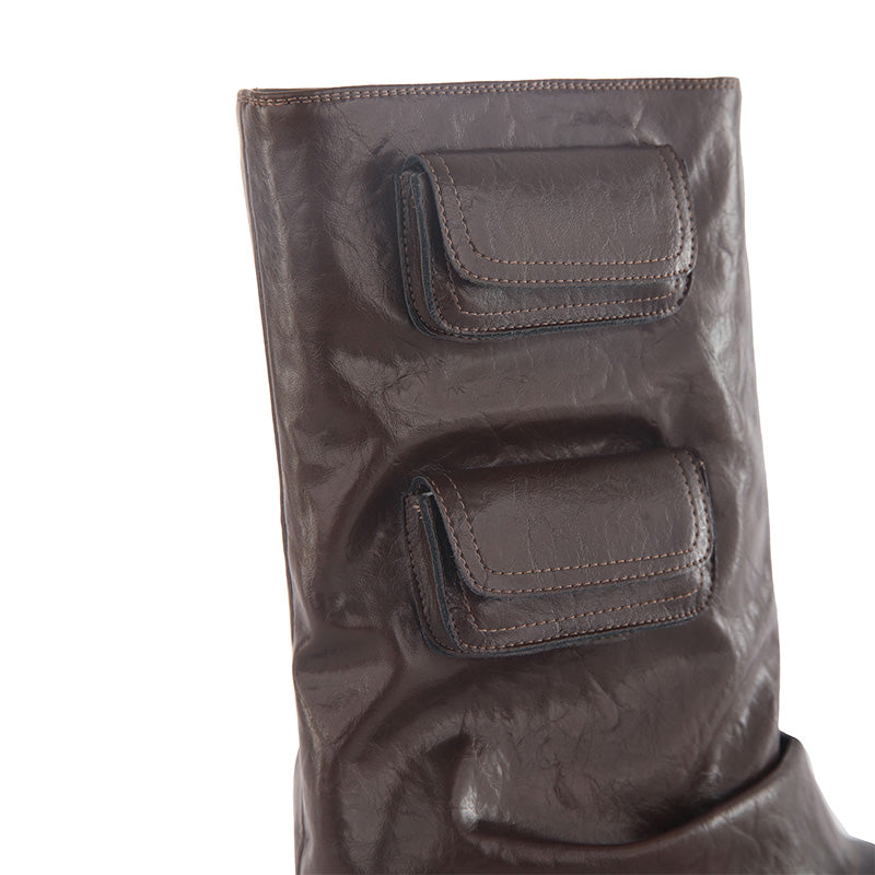 Vintage Leather Cowboy Boots with Buckle Detail