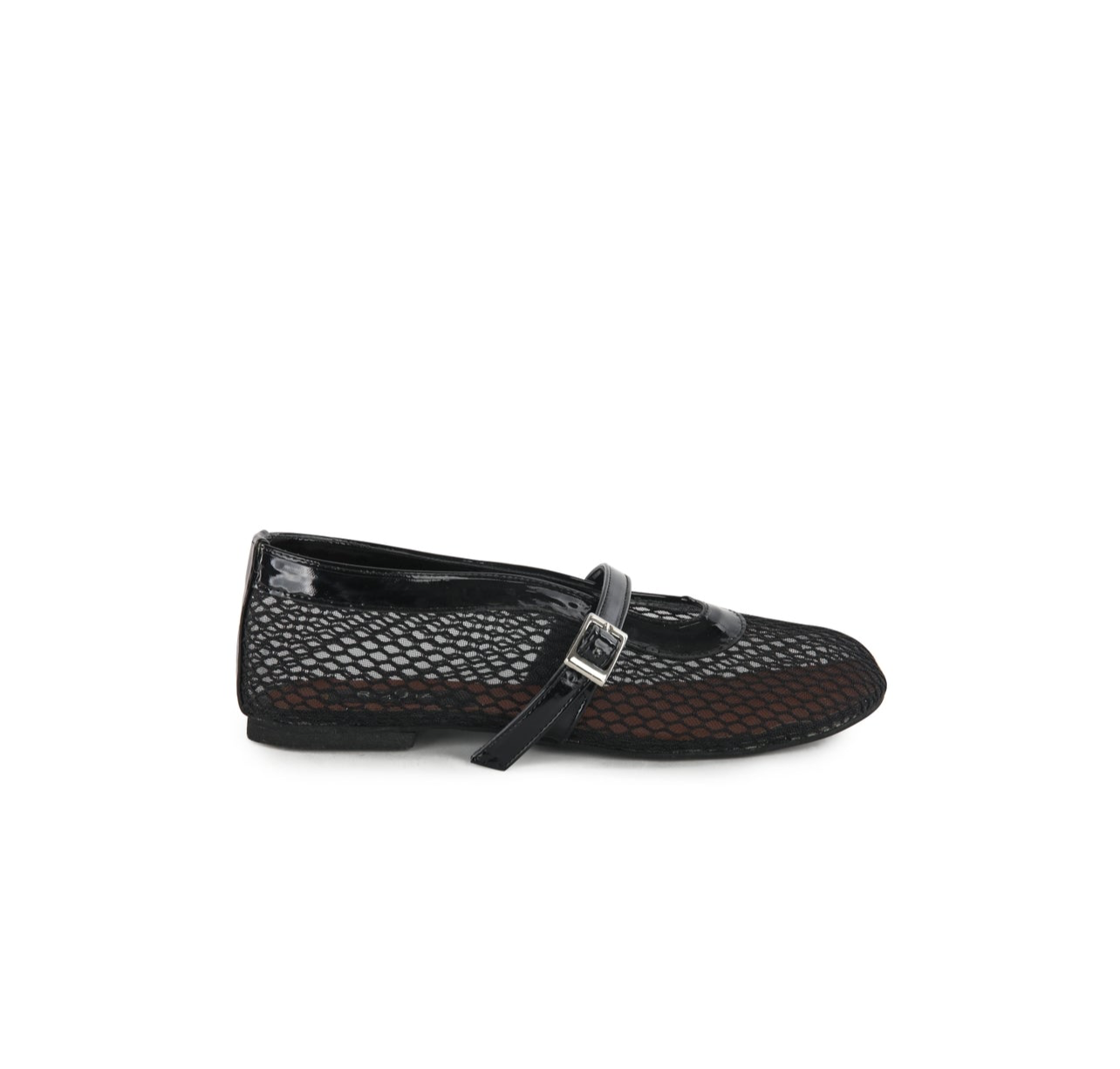 Mia Black Mesh/Patent Flats