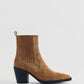 CAMEL SUEDE WOMEN'S BOOTS WITH BLUT TOE ANKLE DETAILS