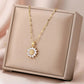 Luxury Style Flower Pendant Inlaid Zirconia Necklace