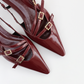 POINTED TOE THREE STRAPS CLARET  PATENT Flat  BALLERINAS