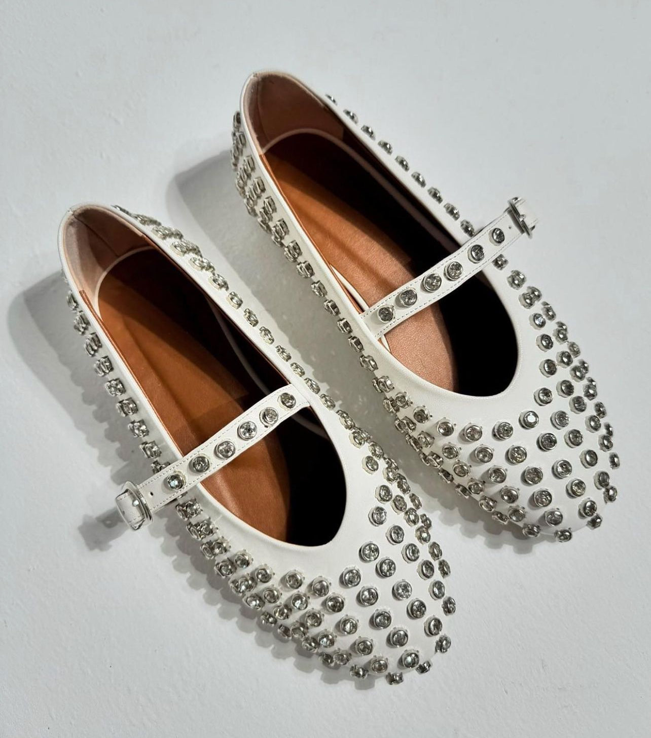 STUD BALLERINA STRAP FLAT |BLACK /white/ denim