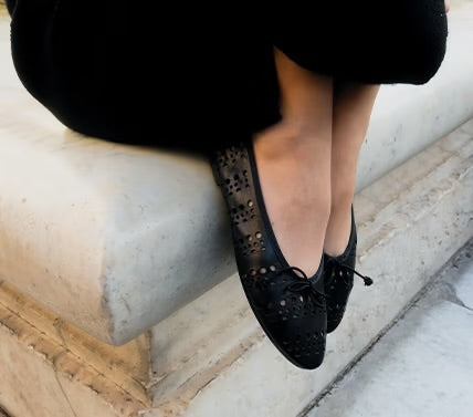 DILANA OPENWORK BALLERINAS
in black leather