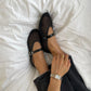 Mia Black Mesh/Patent Flats