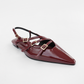 POINTED TOE THREE STRAPS CLARET  PATENT Flat  BALLERINAS