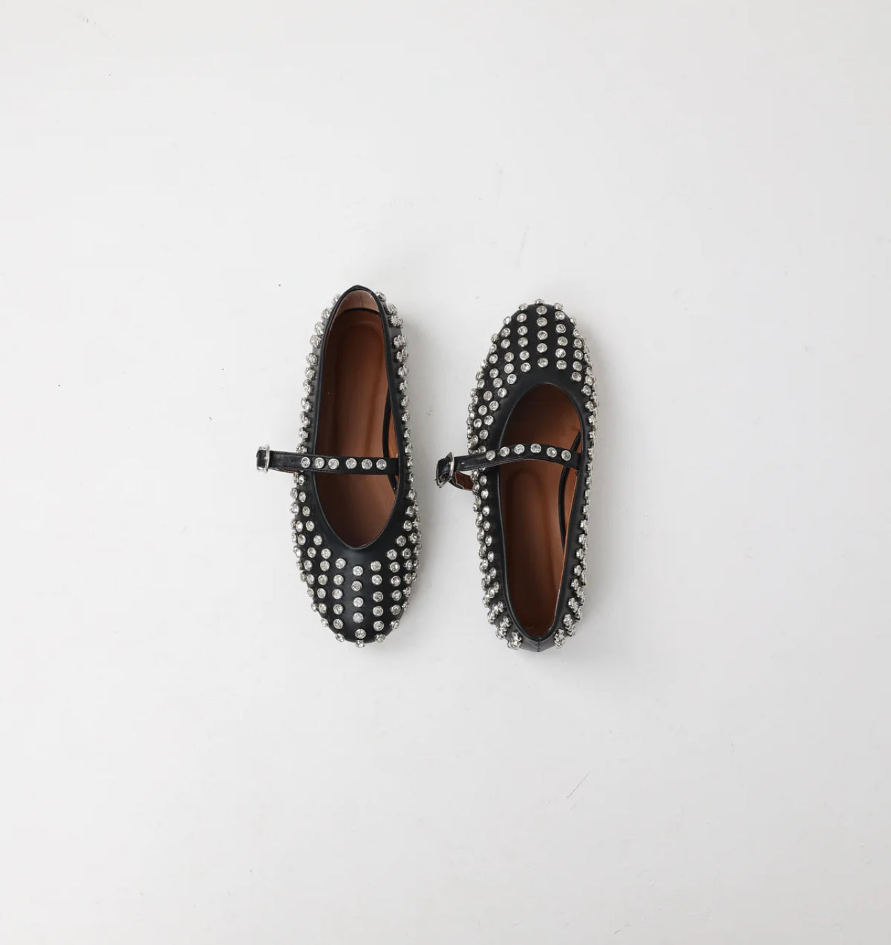 STUD BALLERINA STRAP FLAT |BLACK /white/ denim