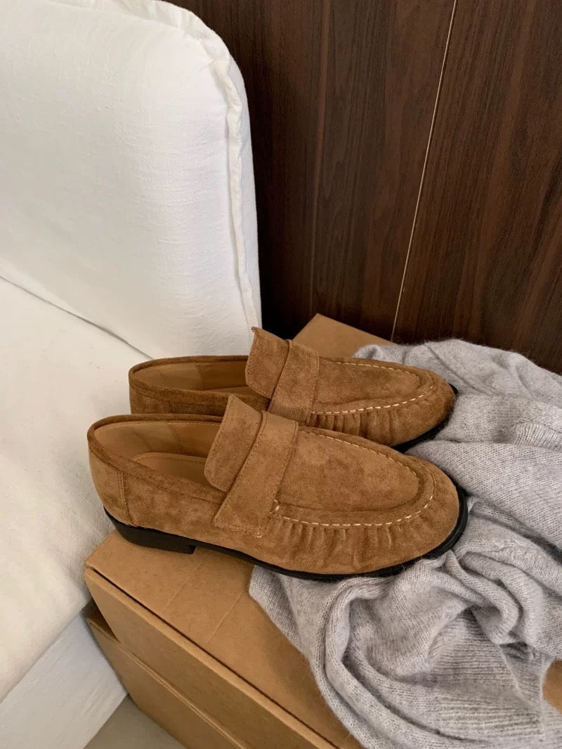 Split suede loafers