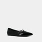 POINTED BALLERINAS WITH STRAPSin black glazed leather